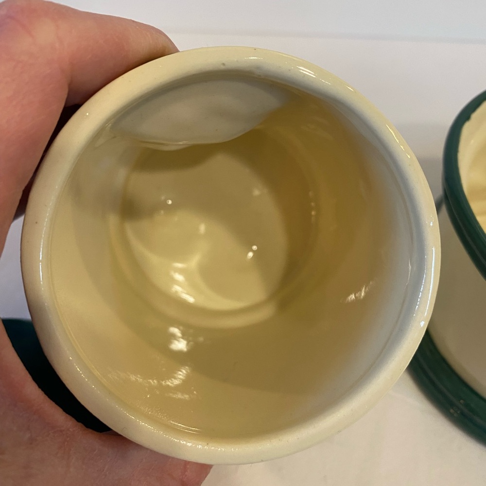 Vintage Hersey 1981 3pc Green White Glazed Ceramic Handcrafted Creamer Sugar Set - Picture 8 of 16